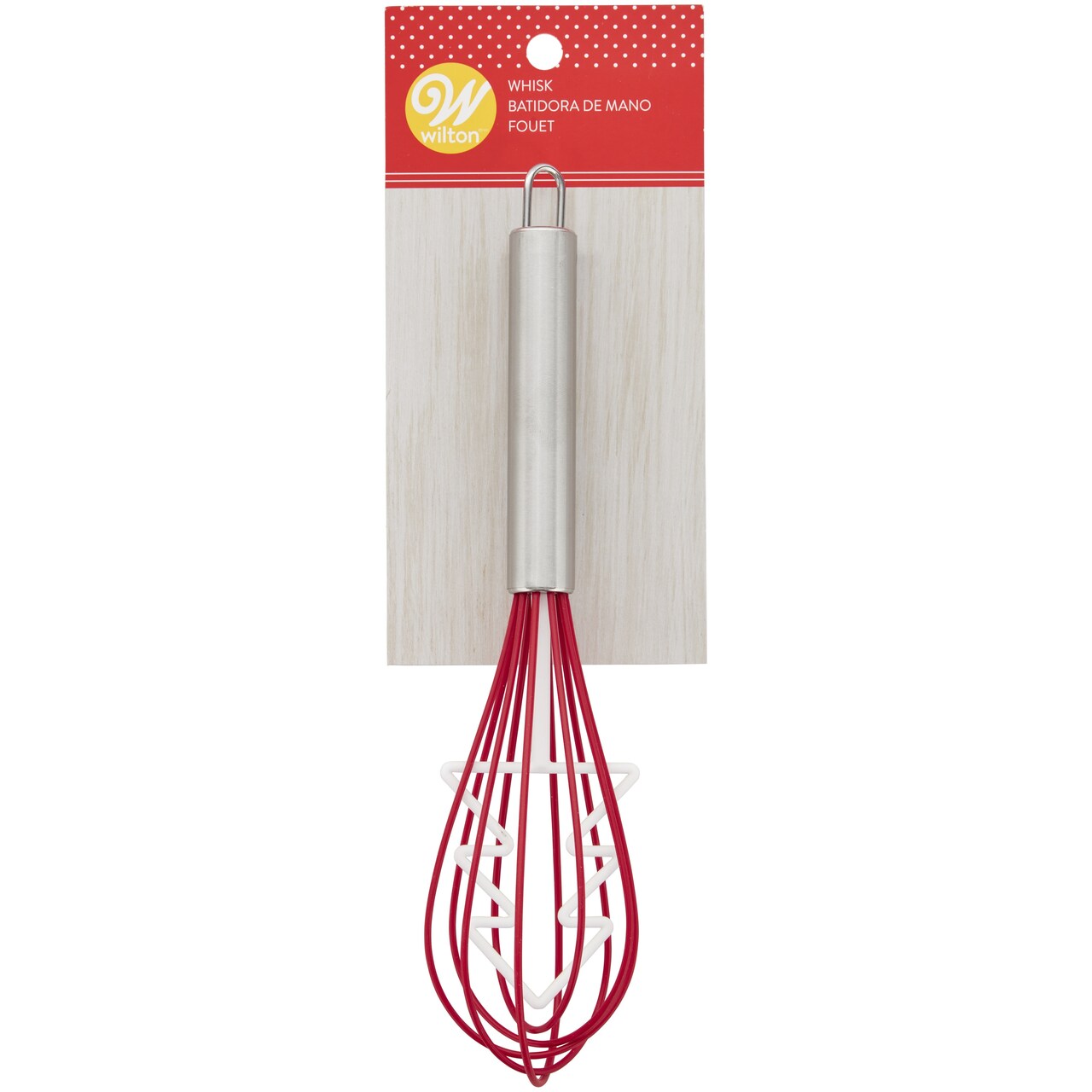 Wilton Silicone Whisk With Metal Handle-Tree Red/White